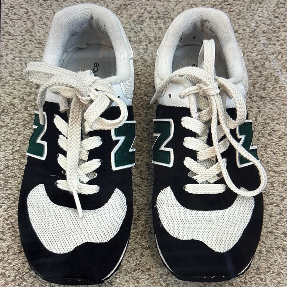 New Balance 574 sneakers in black and green, 3